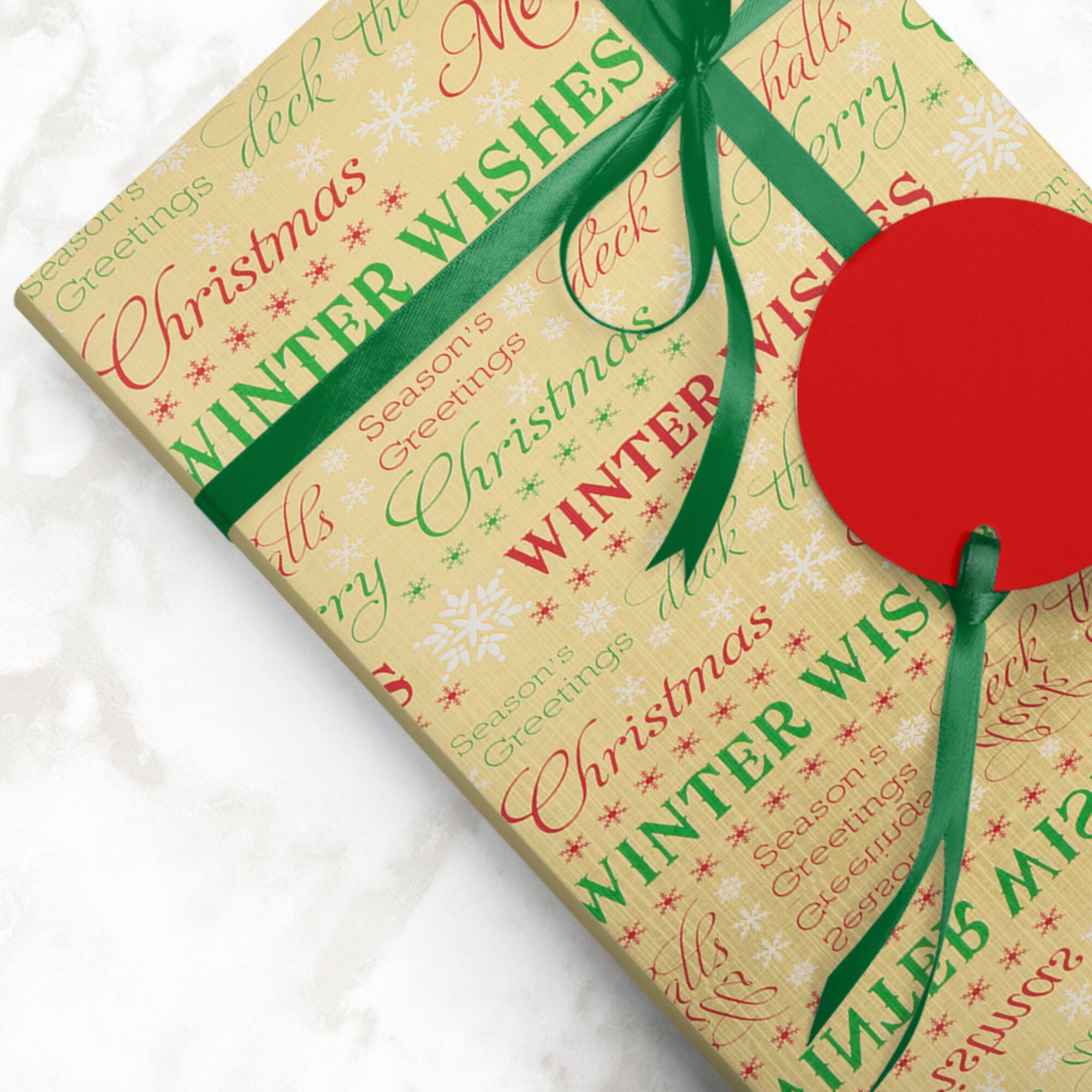 JAM Paper Gold Winter Wishes Gift Wrap